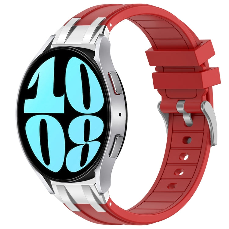 For Samsung Galaxy Watch 6 40 / 44mm 20mm Quick Release Silver Buckle Royal Silicone Watch Band(Red) by bashfashion