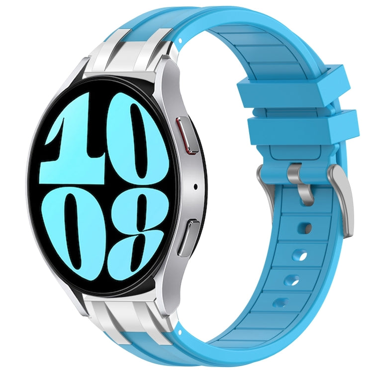 For Samsung Galaxy Watch 6 40 / 44mm 20mm Quick Release Silver Buckle Royal Silicone Watch Band(Sky Blue) by bashfashion