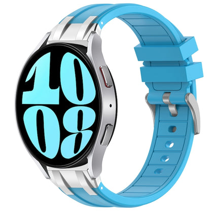 For Samsung Galaxy Watch 6 40 / 44mm 20mm Quick Release Silver Buckle Royal Silicone Watch Band(Sky Blue) by bashfashion