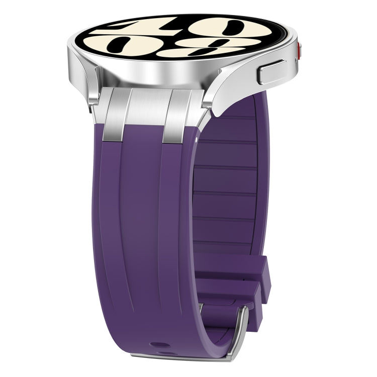 For Samsung Galaxy Watch 6 40 / 44mm 20mm Quick Release Silver Buckle Royal Silicone Watch Band(Purple) by bashfashion