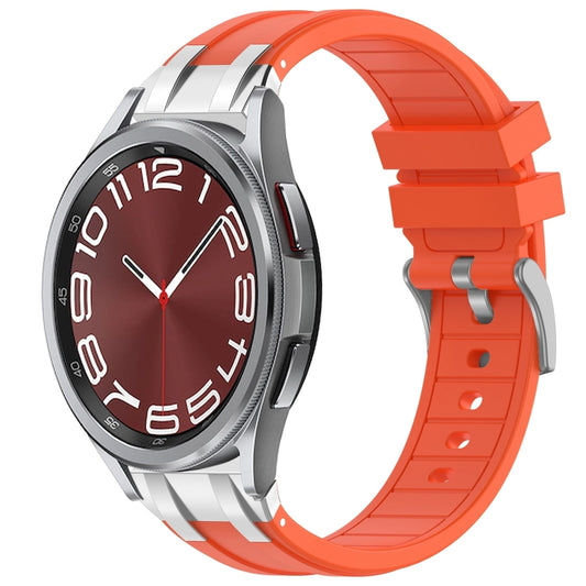 For Samsung Galaxy Watch 6 Classic 20mm Quick Release Silver Buckle Royal Silicone Watch Band(Orange) by bashfashion