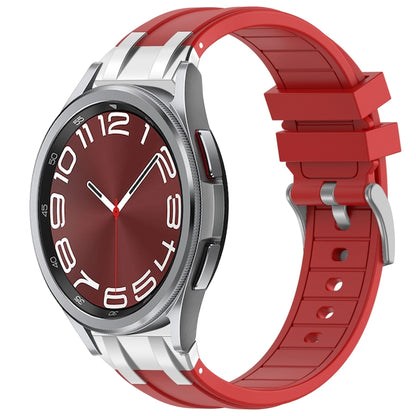 For Samsung Galaxy Watch 6 Classic 20mm Quick Release Silver Buckle Royal Silicone Watch Band(Red) by bashfashion