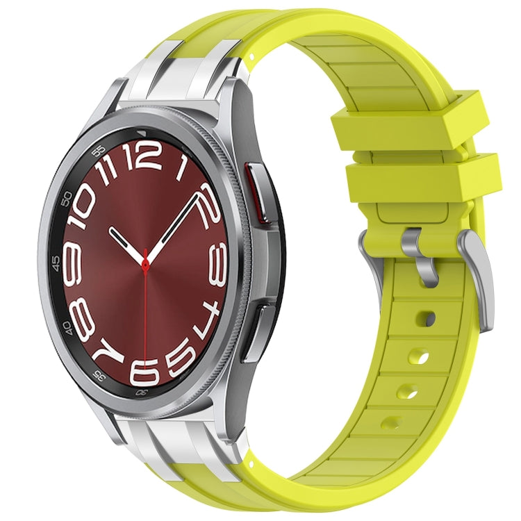 For Samsung Galaxy Watch 6 Classic 20mm Quick Release Silver Buckle Royal Silicone Watch Band(Vital Yellow) by bashfashion