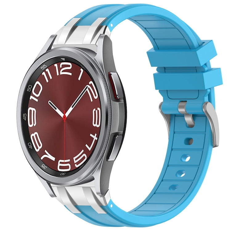 For Samsung Galaxy Watch 6 Classic 20mm Quick Release Silver Buckle Royal Silicone Watch Band(Sky Blue) by bashfashion