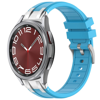 For Samsung Galaxy Watch 6 Classic 20mm Quick Release Silver Buckle Royal Silicone Watch Band(Sky Blue) by bashfashion