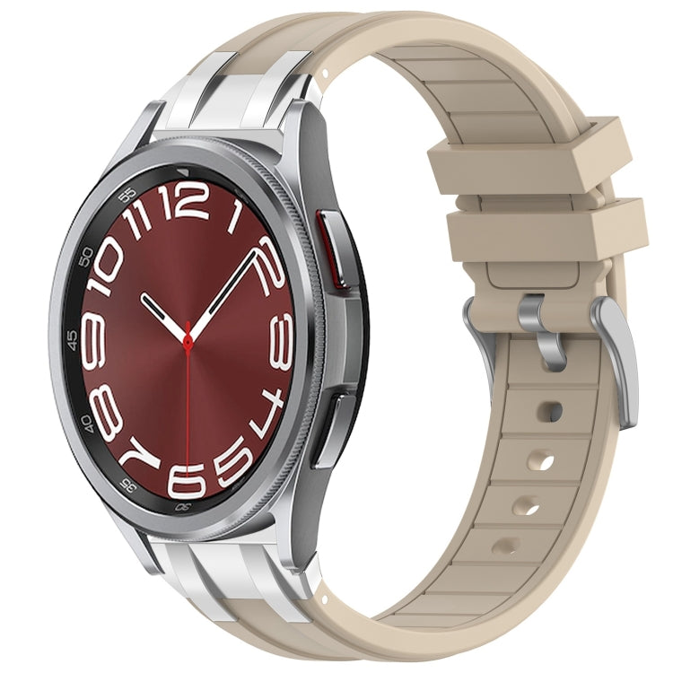 For Samsung Galaxy Watch 6 Classic 20mm Quick Release Silver Buckle Royal Silicone Watch Band(Starlight) by bashfashion