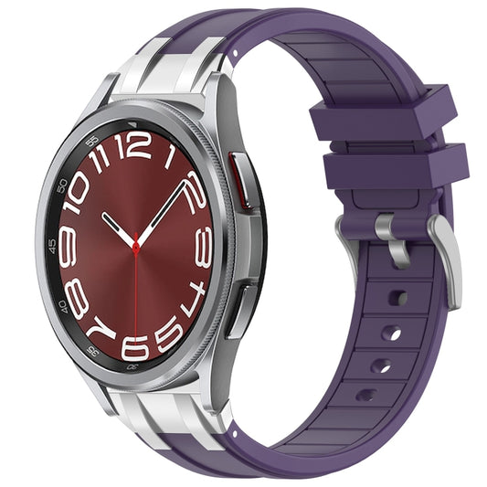 For Samsung Galaxy Watch 6 Classic 20mm Quick Release Silver Buckle Royal Silicone Watch Band(Purple) by bashfashion