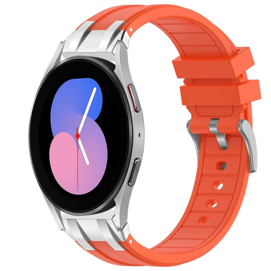 For Samsung Galaxy Watch 5 40 / 44mm 20mm Quick Release Silver Buckle Royal Silicone Watch Band(Orange) by bashfashion