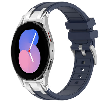 For Samsung Galaxy Watch 5 40 / 44mm 20mm Quick Release Silver Buckle Royal Silicone Watch Band(Navy Blue) by bashfashion