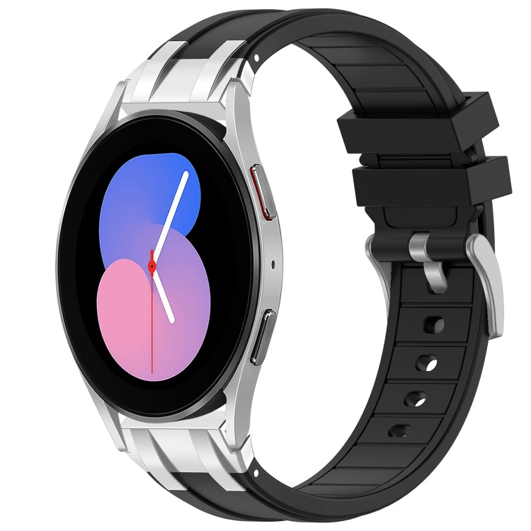 For Samsung Galaxy Watch 5 40 / 44mm 20mm Quick Release Silver Buckle Royal Silicone Watch Band(Black) by bashfashion