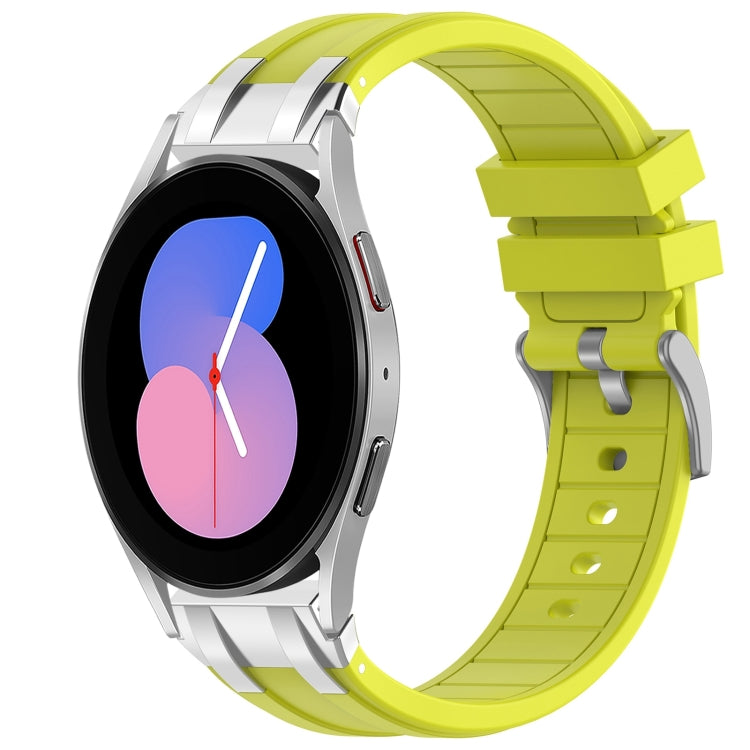 For Samsung Galaxy Watch 5 40 / 44mm 20mm Quick Release Silver Buckle Royal Silicone Watch Band(Vital Yellow) by bashfashion