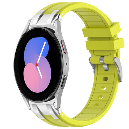 For Samsung Galaxy Watch 5 40 / 44mm 20mm Quick Release Silver Buckle Royal Silicone Watch Band(Vital Yellow) by bashfashion