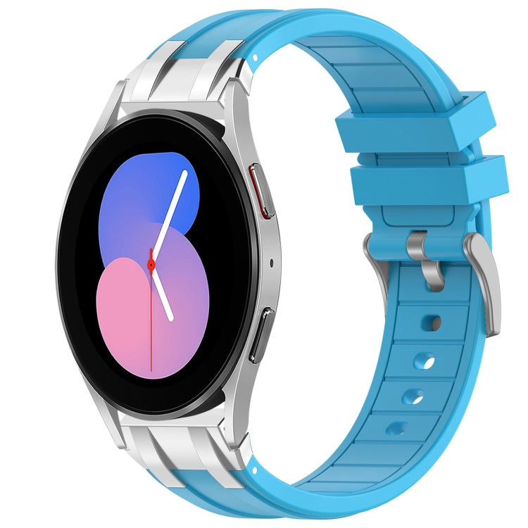 For Samsung Galaxy Watch 5 40 / 44mm 20mm Quick Release Silver Buckle Royal Silicone Watch Band(Sky Blue) by bashfashion