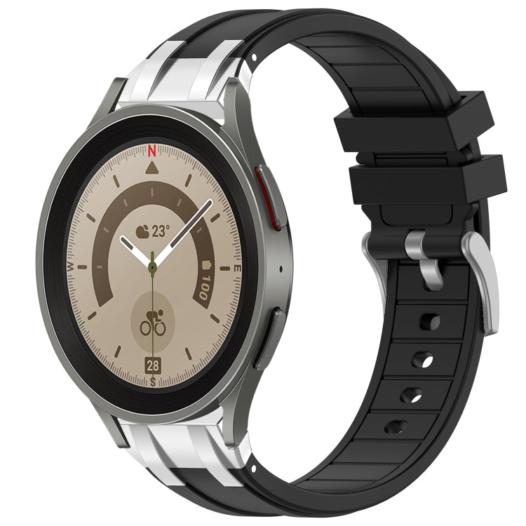 For Samsung Galaxy Watch 5 Pro 45mm 20mm Quick Release Silver Buckle Royal Silicone Watch Band(Black) by bashfashion