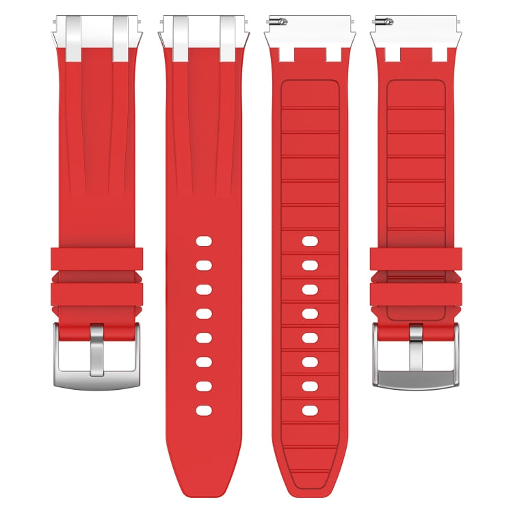 For Samsung Galaxy Watch 5 Pro 45mm 20mm Quick Release Silver Buckle Royal Silicone Watch Band(Red) by bashfashion