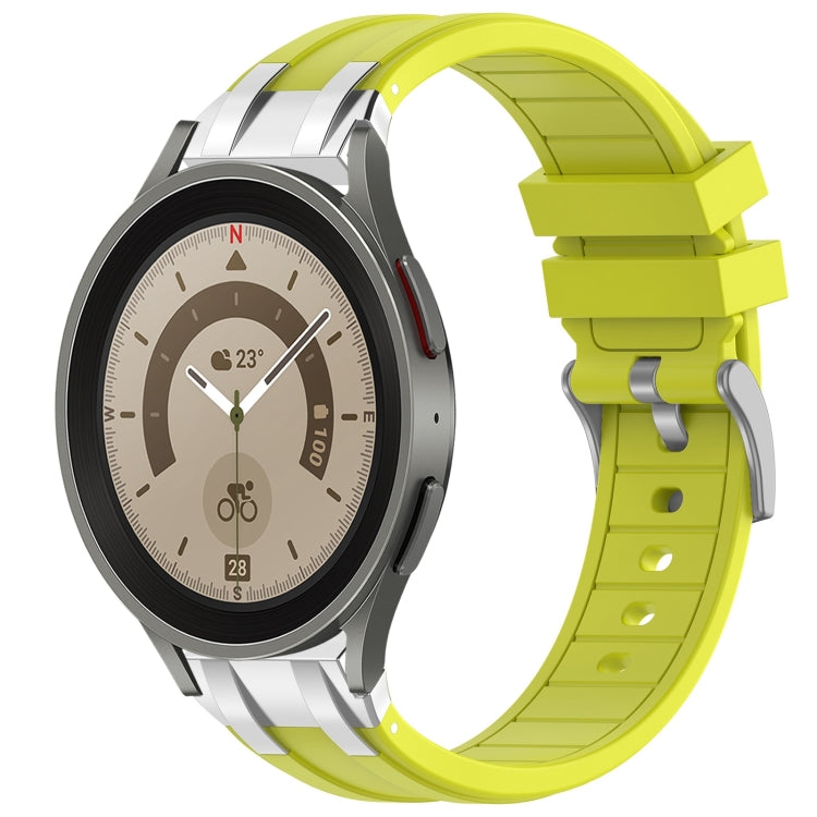 For Samsung Galaxy Watch 5 Pro 45mm 20mm Quick Release Silver Buckle Royal Silicone Watch Band(Vital Yellow) by bashfashion