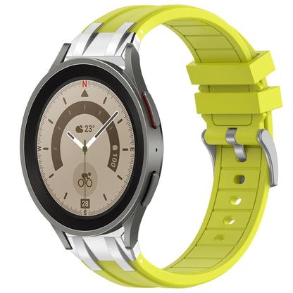 For Samsung Galaxy Watch 5 Pro 45mm 20mm Quick Release Silver Buckle Royal Silicone Watch Band(Vital Yellow) by bashfashion