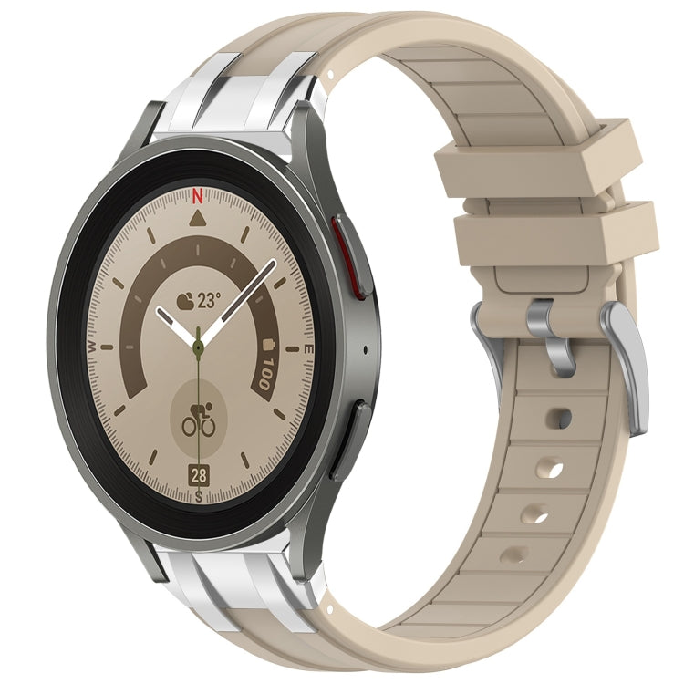 For Samsung Galaxy Watch 5 Pro 45mm 20mm Quick Release Silver Buckle Royal Silicone Watch Band(Starlight) by bashfashion