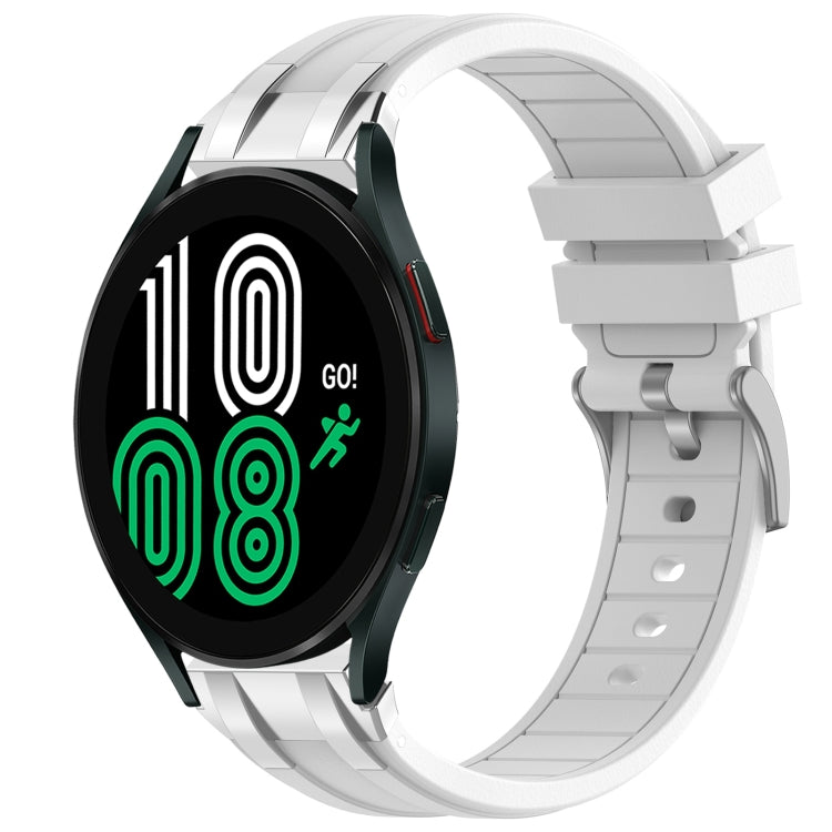For Samsung Galaxy Watch 4 40 / 44mm 20mm Quick Release Silver Buckle Royal Silicone Watch Band(White) by bashfashion