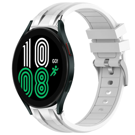 For Samsung Galaxy Watch 4 40 / 44mm 20mm Quick Release Silver Buckle Royal Silicone Watch Band(White) by bashfashion