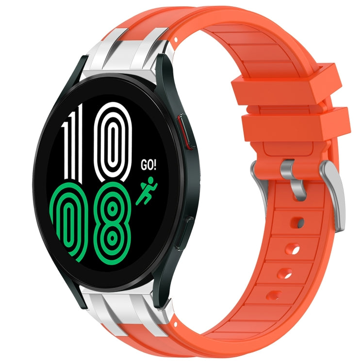 For Samsung Galaxy Watch 4 40 / 44mm 20mm Quick Release Silver Buckle Royal Silicone Watch Band(Orange) by bashfashion