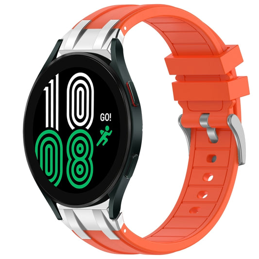 For Samsung Galaxy Watch 4 40 / 44mm 20mm Quick Release Silver Buckle Royal Silicone Watch Band(Orange) by bashfashion