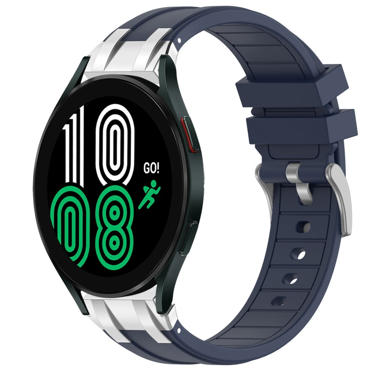 For Samsung Galaxy Watch 4 40 / 44mm 20mm Quick Release Silver Buckle Royal Silicone Watch Band(Navy Blue) by bashfashion