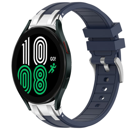 For Samsung Galaxy Watch 4 40 / 44mm 20mm Quick Release Silver Buckle Royal Silicone Watch Band(Navy Blue) by bashfashion