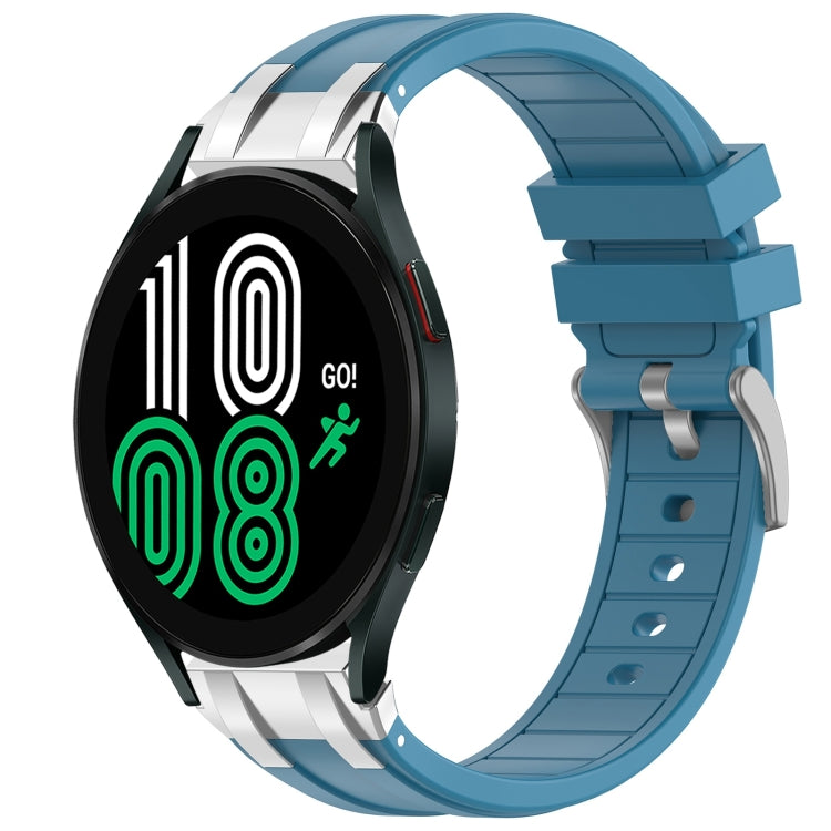 For Samsung Galaxy Watch 4 40 / 44mm 20mm Quick Release Silver Buckle Royal Silicone Watch Band(Sea Blue) by bashfashion