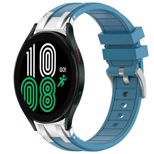 For Samsung Galaxy Watch 4 40 / 44mm 20mm Quick Release Silver Buckle Royal Silicone Watch Band(Sea Blue) by bashfashion