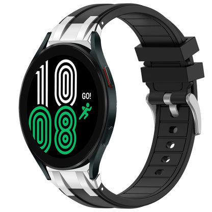 For Samsung Galaxy Watch 4 40 / 44mm 20mm Quick Release Silver Buckle Royal Silicone Watch Band(Black) by bashfashion