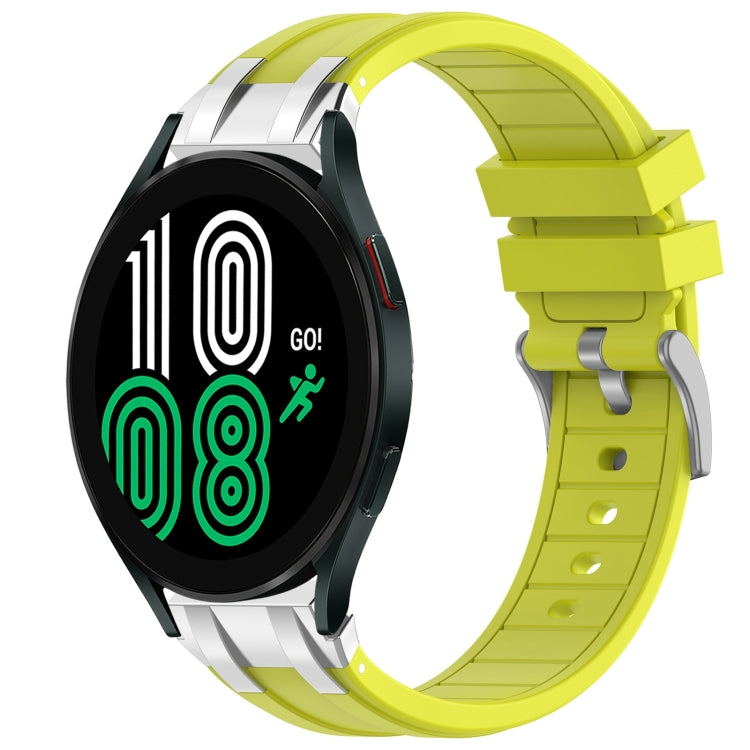 For Samsung Galaxy Watch 4 40 / 44mm 20mm Quick Release Silver Buckle Royal Silicone Watch Band(Vital Yellow) by bashfashion