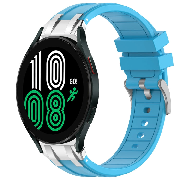 For Samsung Galaxy Watch 4 40 / 44mm 20mm Quick Release Silver Buckle Royal Silicone Watch Band(Sky Blue) by bashfashion