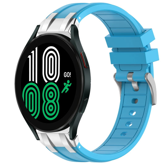 For Samsung Galaxy Watch 4 40 / 44mm 20mm Quick Release Silver Buckle Royal Silicone Watch Band(Sky Blue) by bashfashion