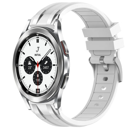 For Samsung Galaxy Watch 4 Classic 42 / 46mm 20mm Quick Release Silver Buckle Royal Silicone Watch Band(White) by bashfashion