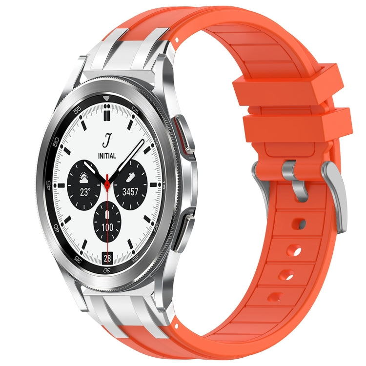 For Samsung Galaxy Watch 4 Classic 42 / 46mm 20mm Quick Release Silver Buckle Royal Silicone Watch Band(Orange) by bashfashion