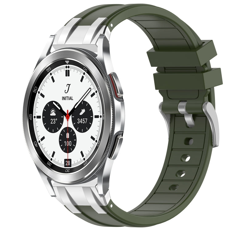 For Samsung Galaxy Watch 4 Classic 42 / 46mm 20mm Quick Release Silver Buckle Royal Silicone Watch Band(Olive Green) by bashfashion