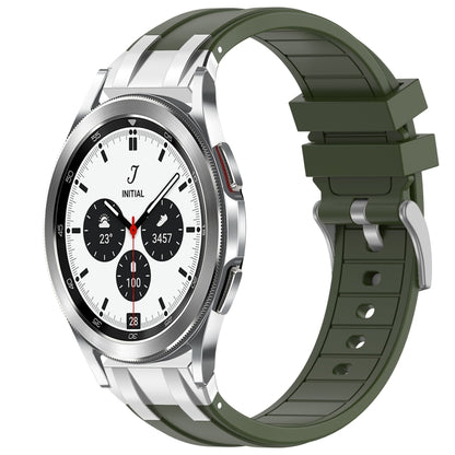 For Samsung Galaxy Watch 4 Classic 42 / 46mm 20mm Quick Release Silver Buckle Royal Silicone Watch Band(Olive Green) by bashfashion
