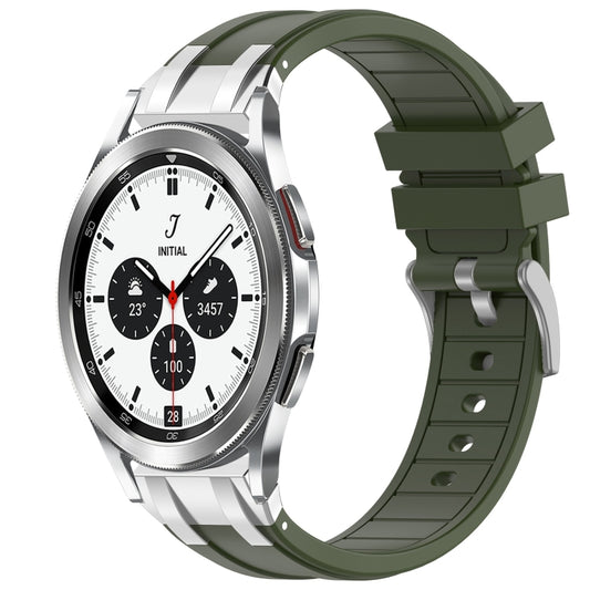 For Samsung Galaxy Watch 4 Classic 42 / 46mm 20mm Quick Release Silver Buckle Royal Silicone Watch Band(Olive Green) by bashfashion