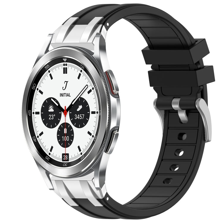 For Samsung Galaxy Watch 4 Classic 42 / 46mm 20mm Quick Release Silver Buckle Royal Silicone Watch Band(Black) by bashfashion