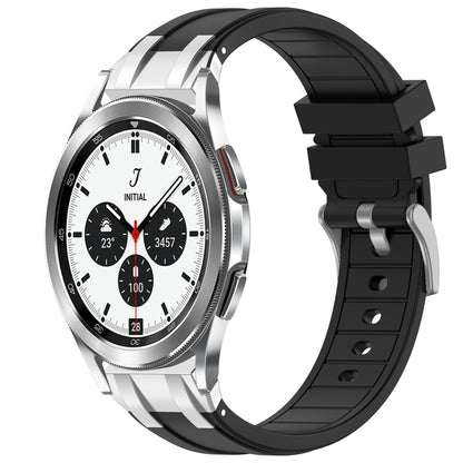 For Samsung Galaxy Watch 4 Classic 42 / 46mm 20mm Quick Release Silver Buckle Royal Silicone Watch Band(Black) by bashfashion