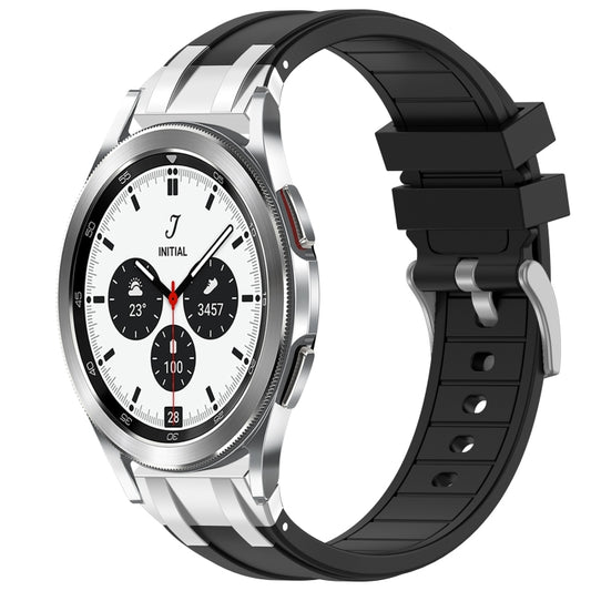 For Samsung Galaxy Watch 4 Classic 42 / 46mm 20mm Quick Release Silver Buckle Royal Silicone Watch Band(Black) by bashfashion