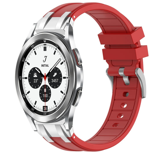 For Samsung Galaxy Watch 4 Classic 42 / 46mm 20mm Quick Release Silver Buckle Royal Silicone Watch Band(Red) by bashfashion