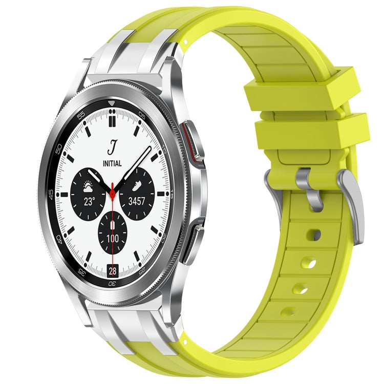 For Samsung Galaxy Watch 4 Classic 42 / 46mm 20mm Quick Release Silver Buckle Royal Silicone Watch Band(Vital Yellow) by bashfashion