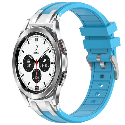 For Samsung Galaxy Watch 4 Classic 42 / 46mm 20mm Quick Release Silver Buckle Royal Silicone Watch Band(Sky Blue) by bashfashion