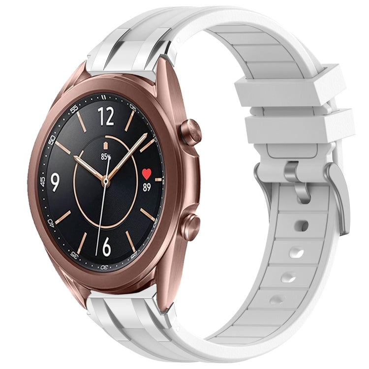 For Samsung Galaxy Watch3 41mm 20mm Quick Release Silver Buckle Royal Silicone Watch Band(White) by bashfashion