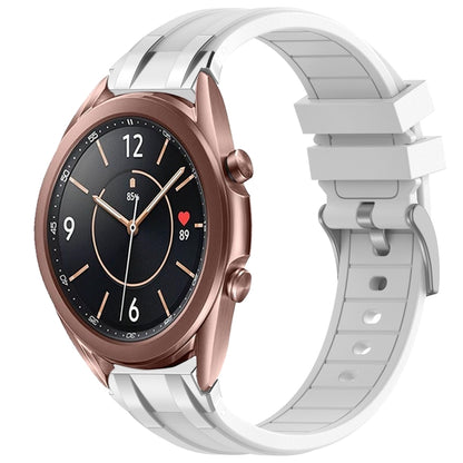 For Samsung Galaxy Watch3 41mm 20mm Quick Release Silver Buckle Royal Silicone Watch Band(White) by bashfashion