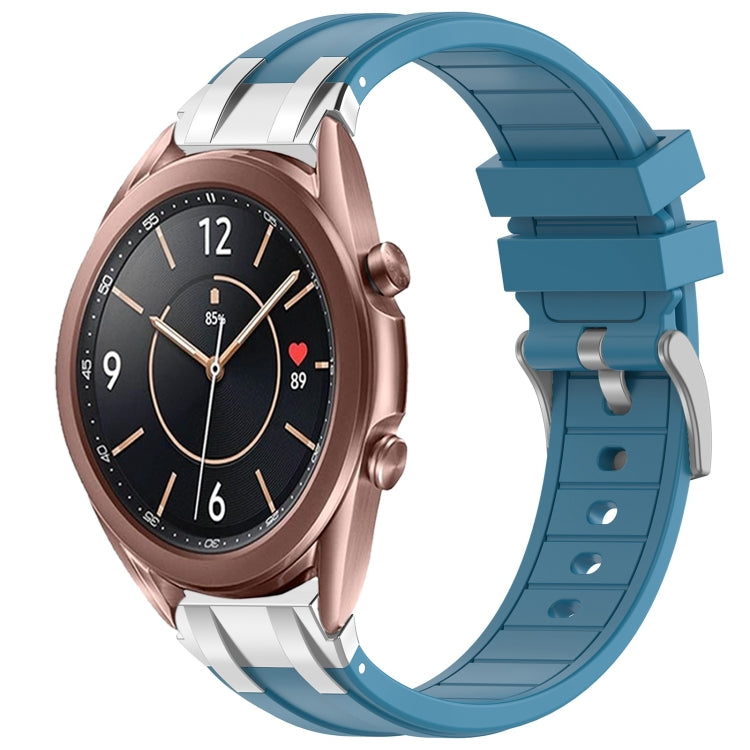 For Samsung Galaxy Watch3 41mm 20mm Quick Release Silver Buckle Royal Silicone Watch Band(Sea Blue) by bashfashion