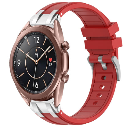 For Samsung Galaxy Watch3 41mm 20mm Quick Release Silver Buckle Royal Silicone Watch Band(Red) by bashfashion