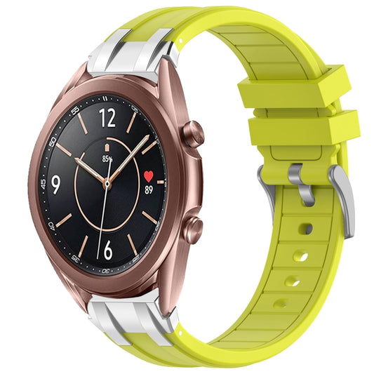 For Samsung Galaxy Watch3 41mm 20mm Quick Release Silver Buckle Royal Silicone Watch Band(Vital Yellow) by bashfashion